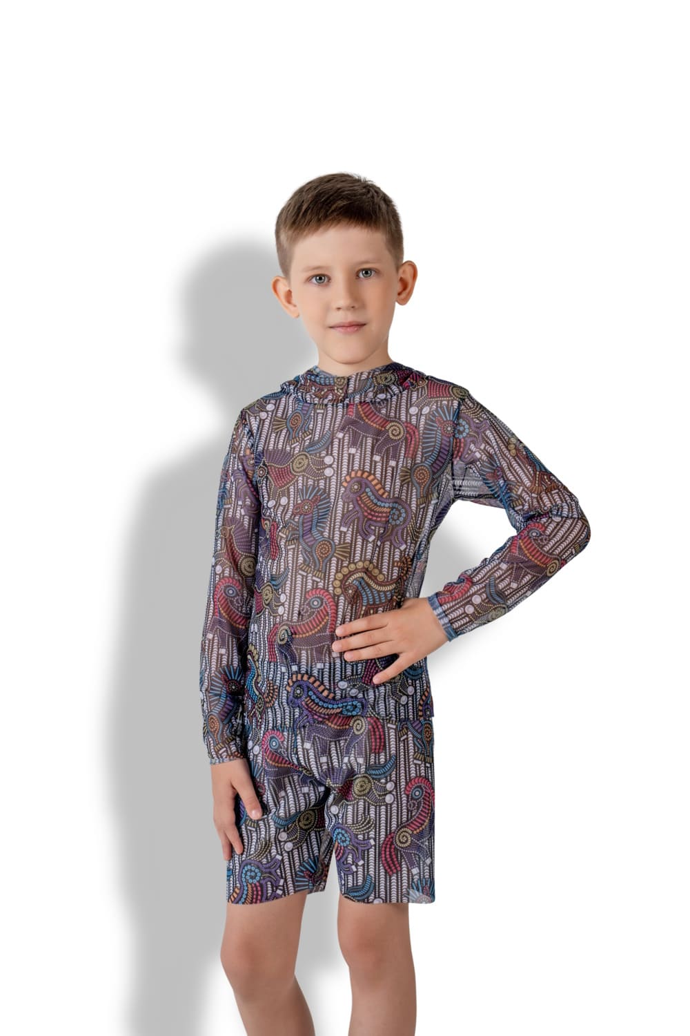 Детский комплект шорты + футболка с капюшоном с UV-защитой Год лошади RoDaSoleil