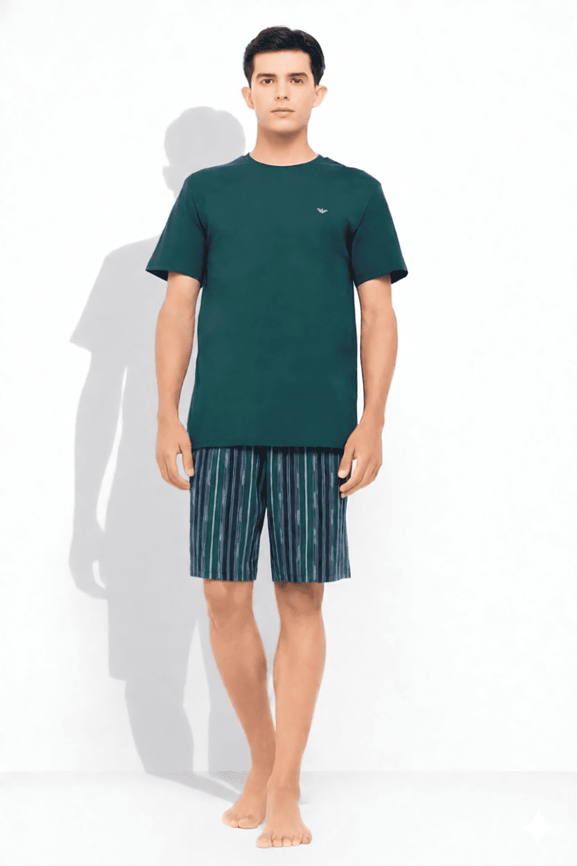 Мужская пижама с футболкой и бермудами из хлопка Emporio Armani EM000400 AF14994