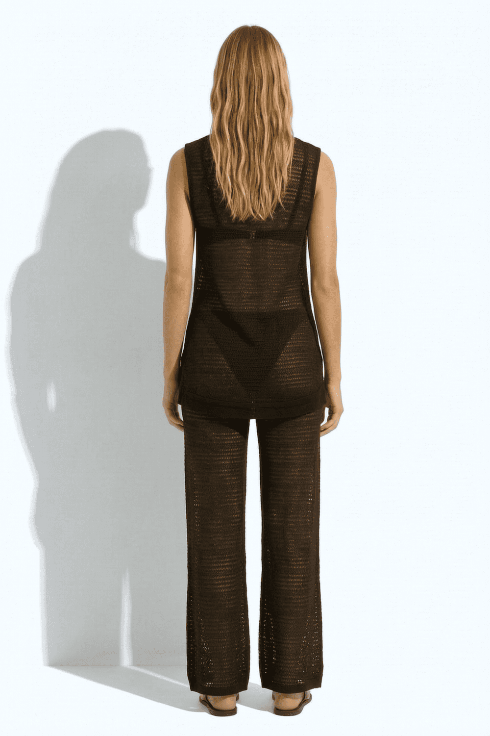 Пляжный комплект (топ и брюки) из сетчатой ткани Seafolly 55688-CU/55772-PA