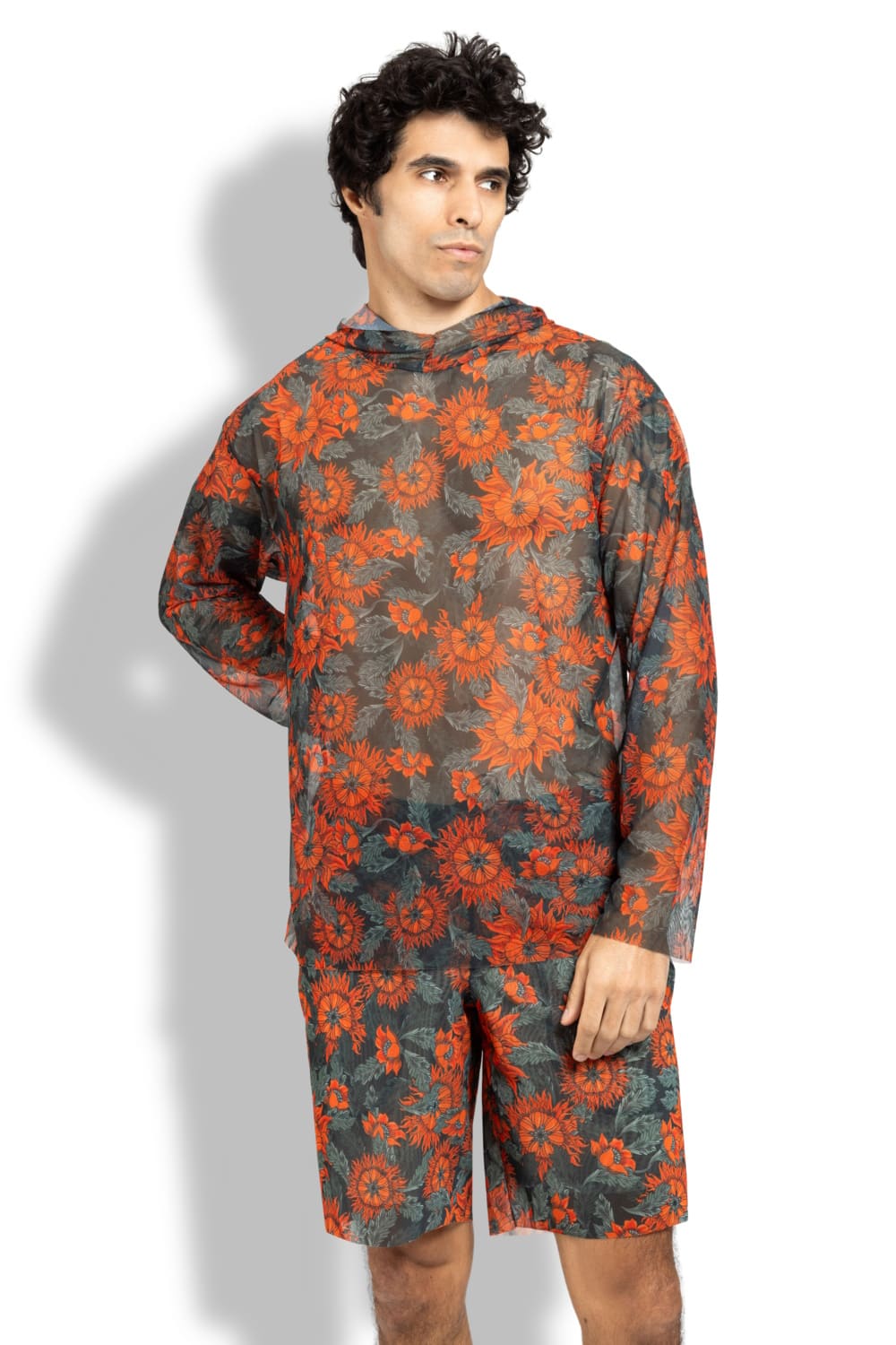 Футболка с длинным рукавом и капюшоном, пропускающая загар Аркан Солнце Оранжевый RoDaSoleil