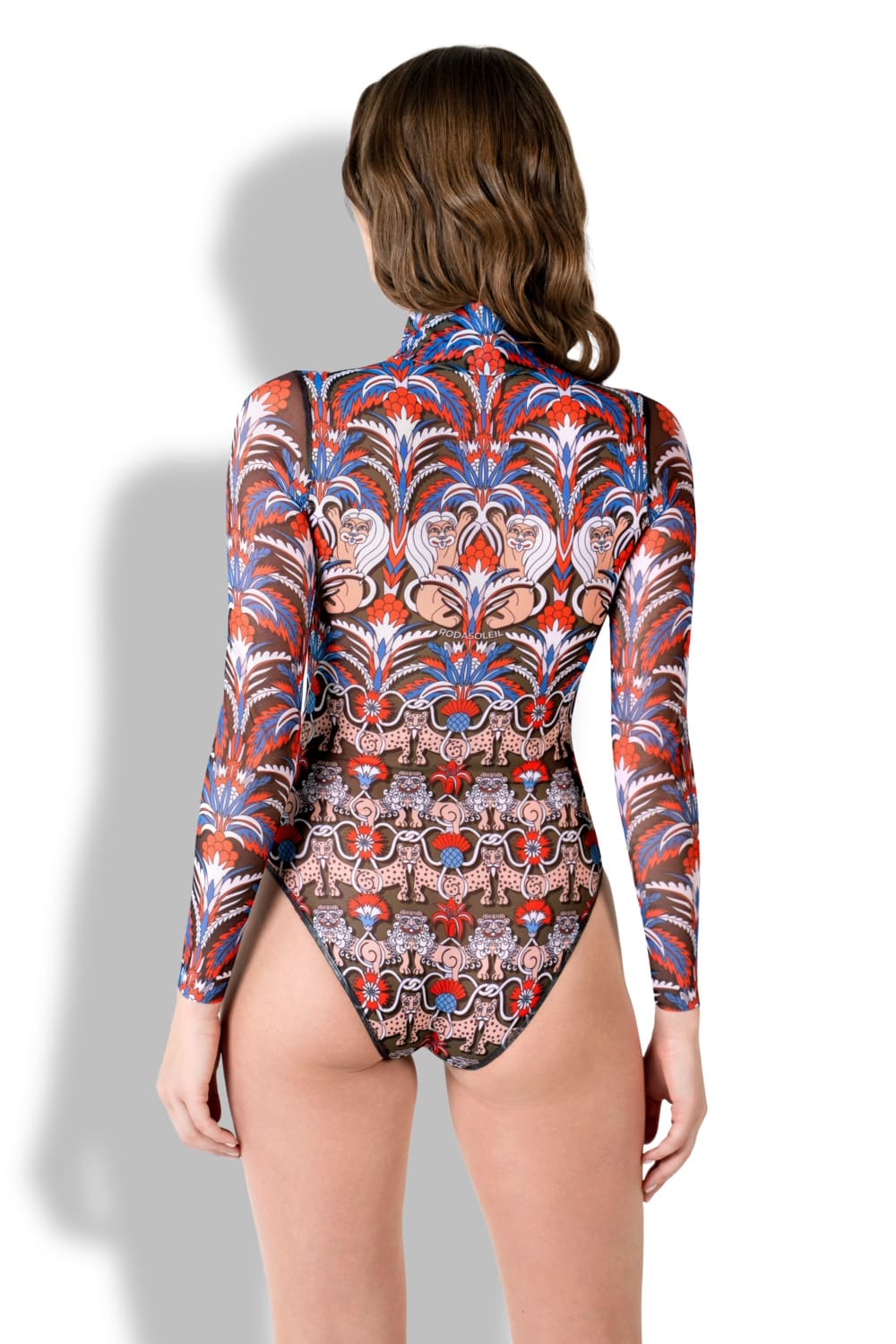 Слитный умный купальник с длинным рукавом на молнии Средневековье Зеленый RoDaSoleil