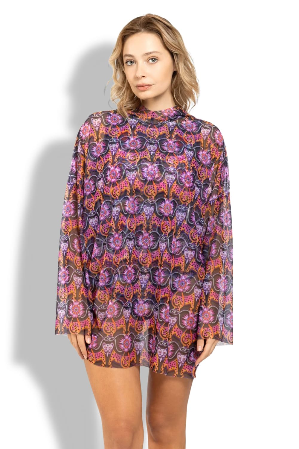 Футболка женская оверсайз с капюшоном, пропускающая загар Средневековье Серый RoDaSoleil