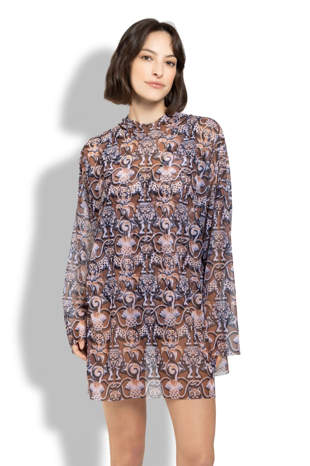 Футболка женская оверсайз с капюшоном, пропускающая загар Средневековье Коричневый RoDaSoleil