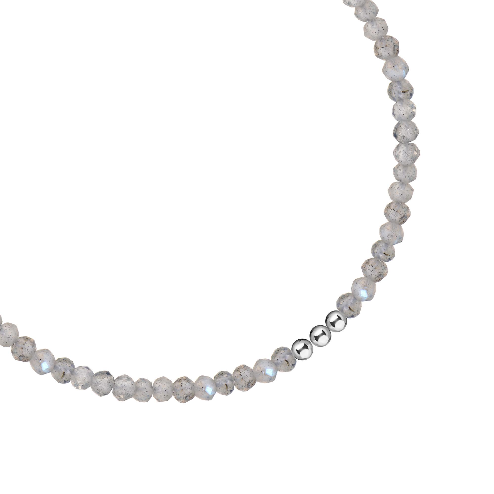 Браслет с лабрадоритом на нитке серебро