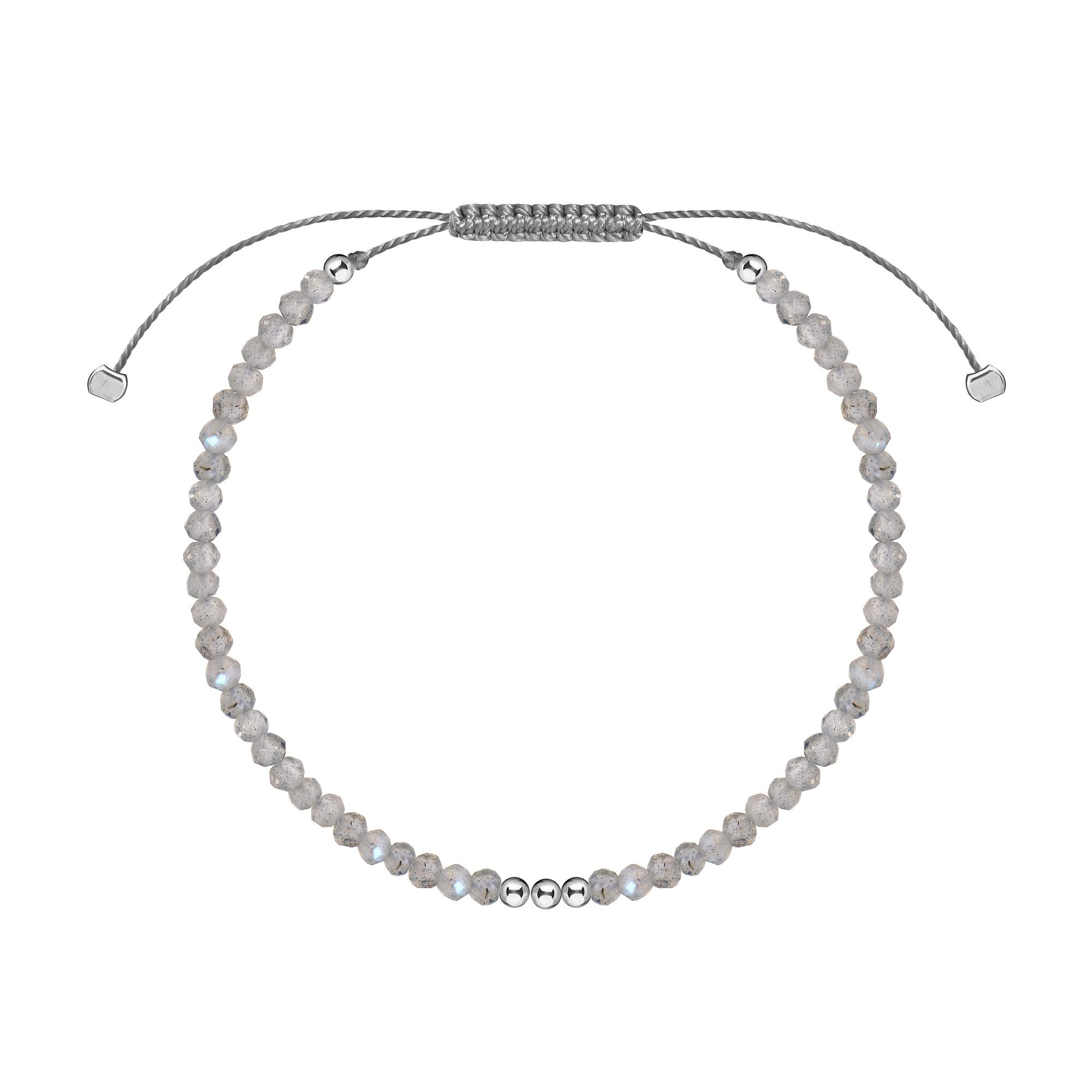 Браслет с лабрадоритом на нитке серебро