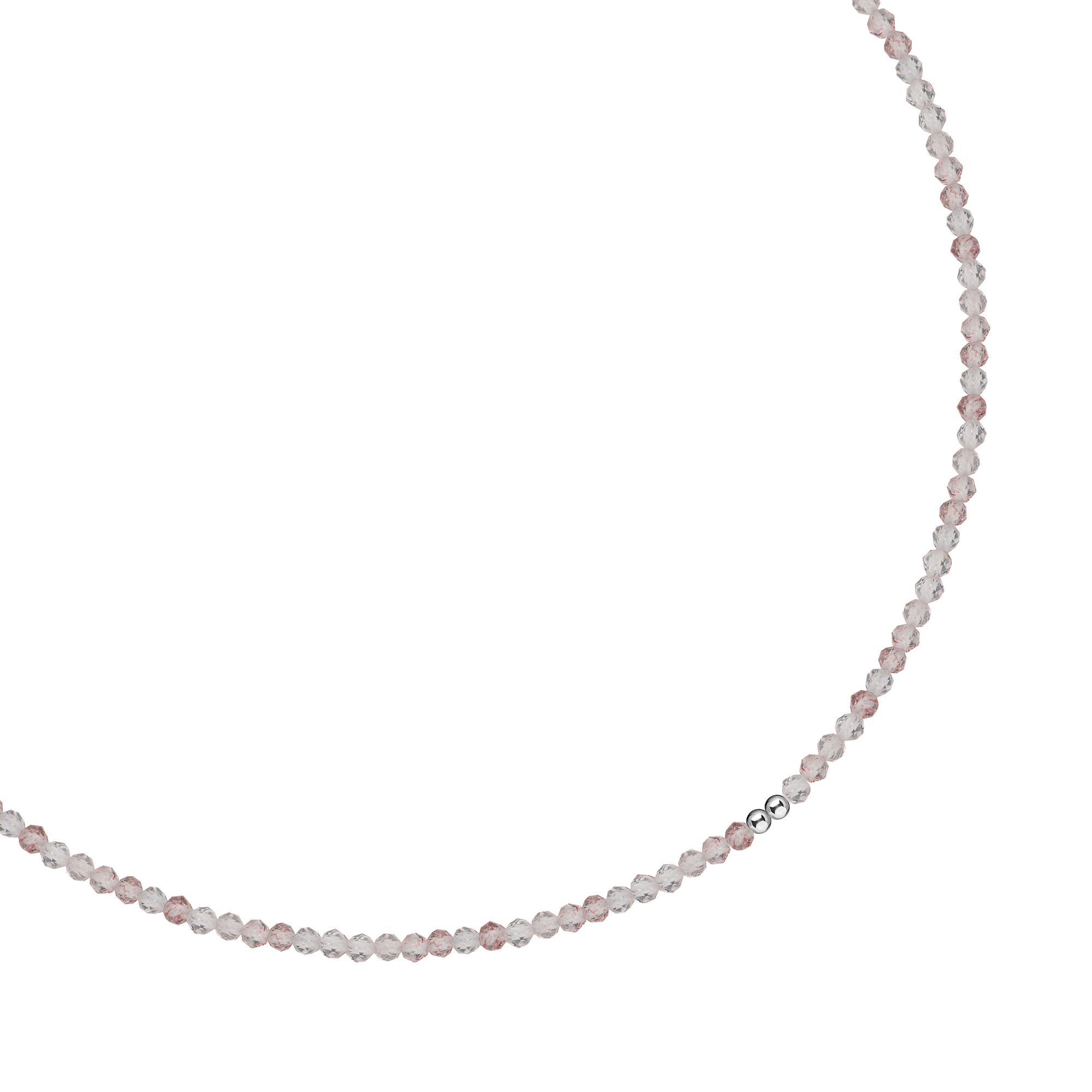 Чокер с розовым кварцем серебро