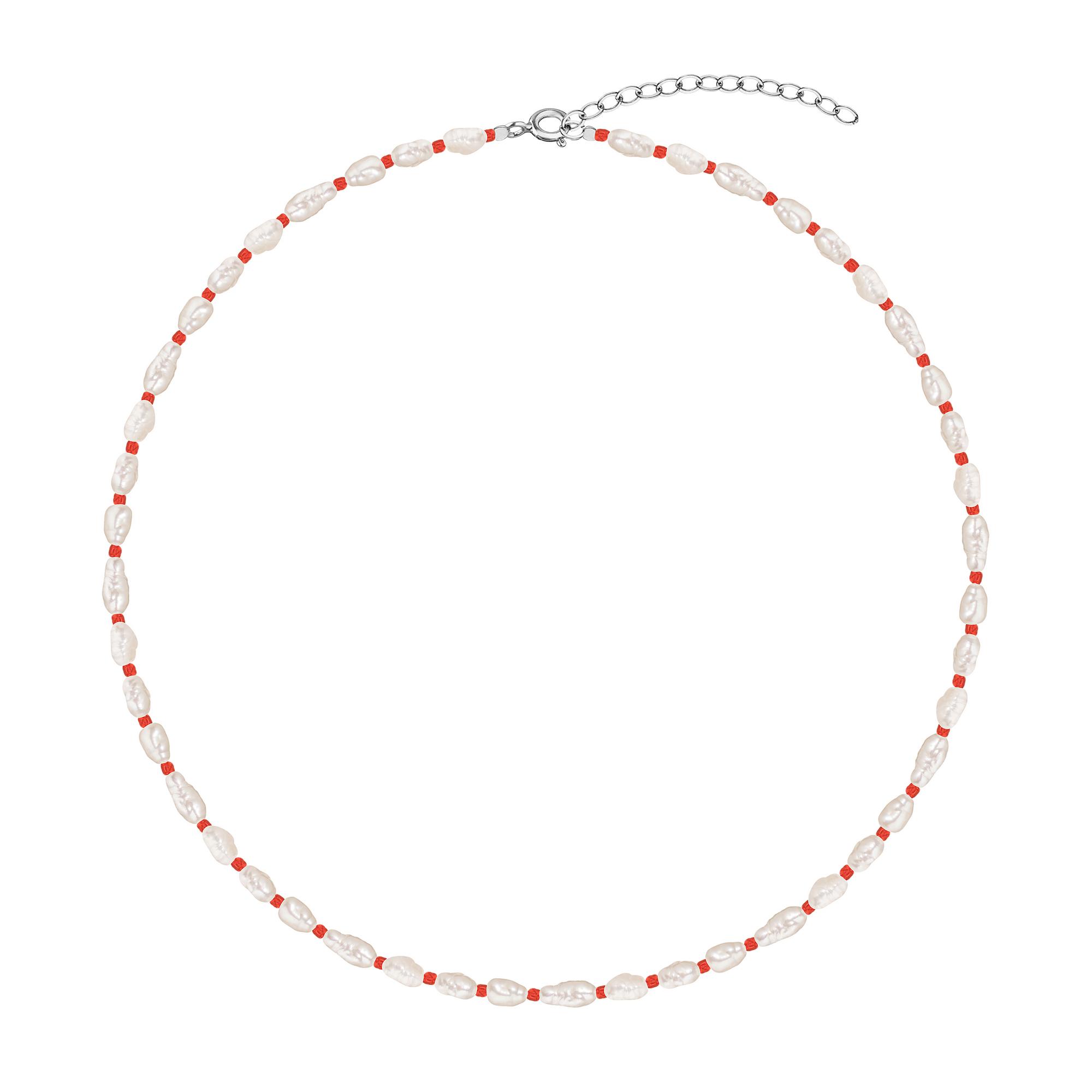 Чокер с барочным жемчугом на красной нити