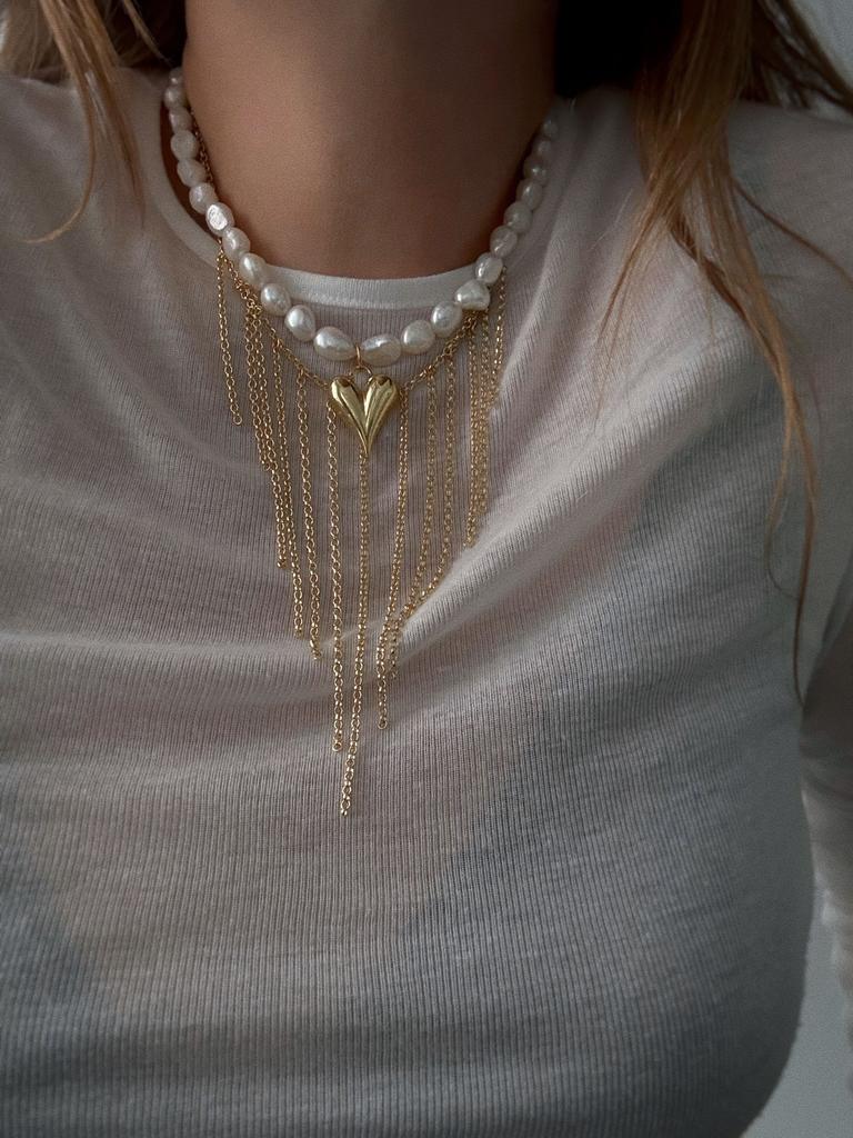 Комплект: жемчужный чокер и цепочка (позолота)