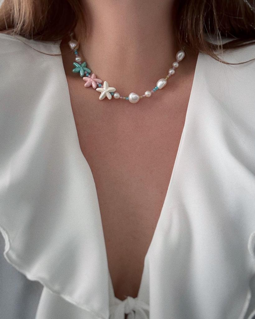 Чокер с  морскими звездочками (родий)