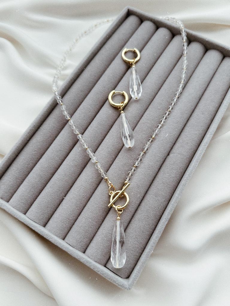 Комплект из горного хрусталя (позолота)