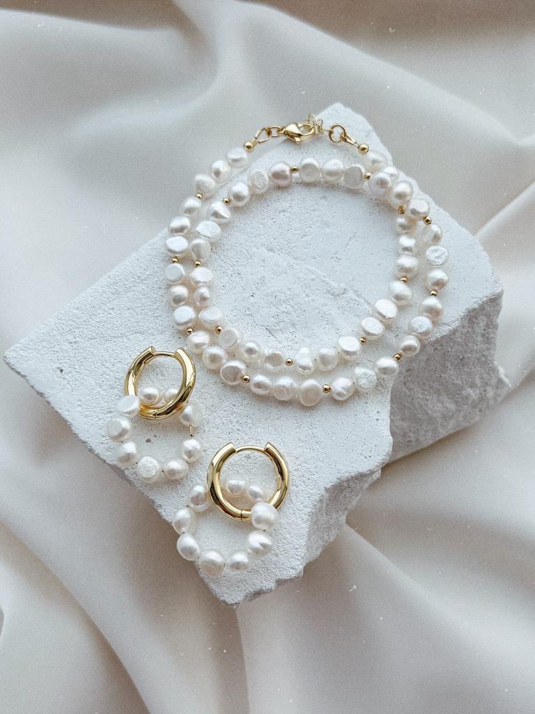 Комплект: чокер и серьги с жемчугом (позолота)