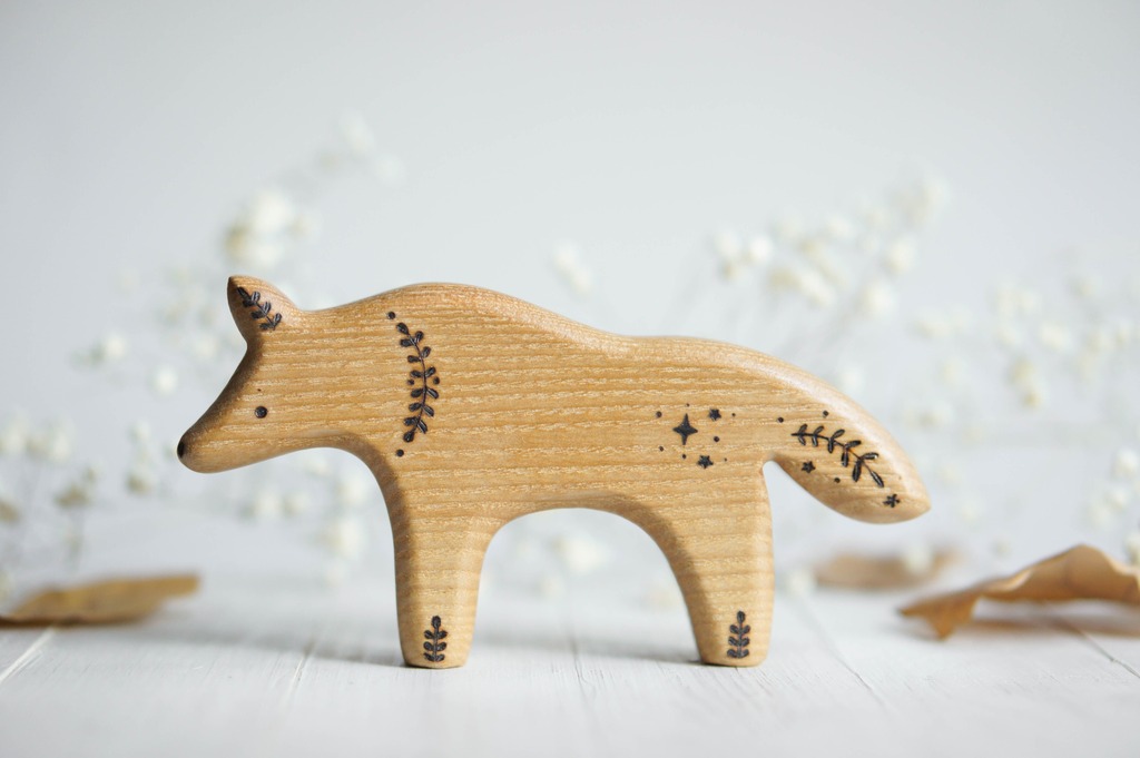 Wooden wolf toy