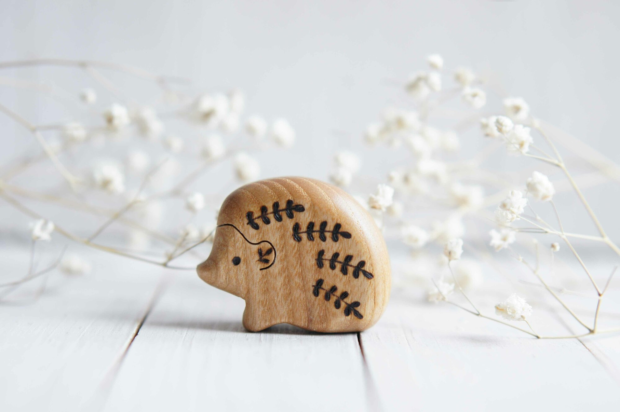 Wooden baby hedgehog toy