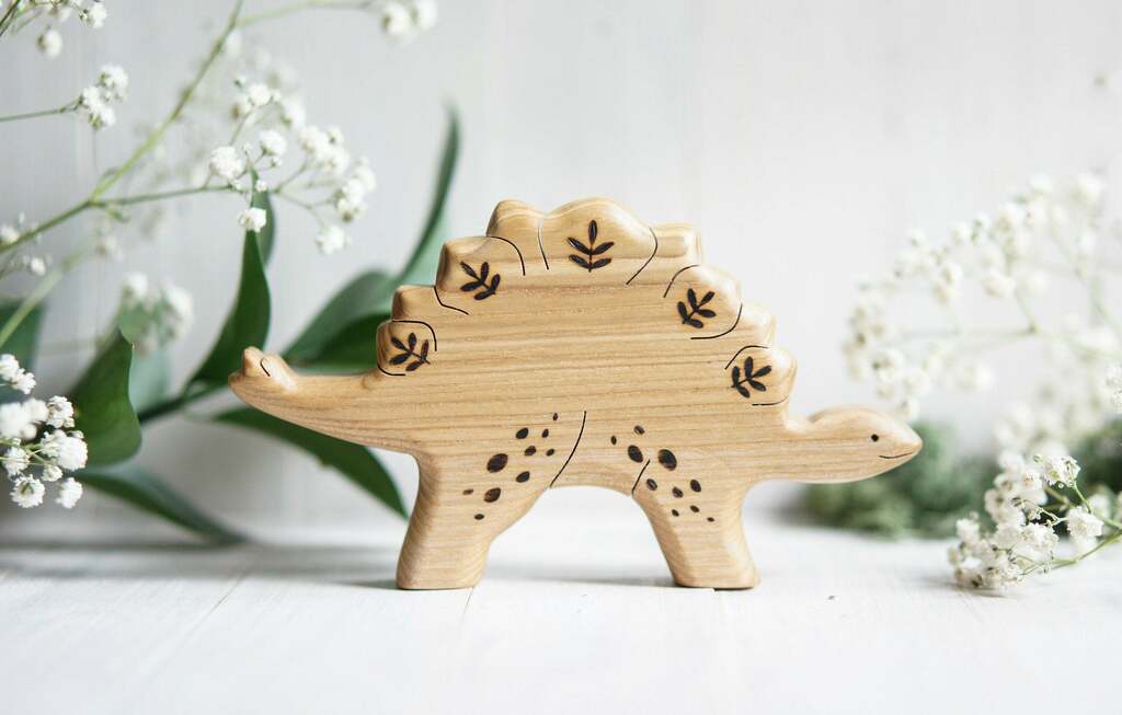 Dinosaur stegosaurus wooden toy