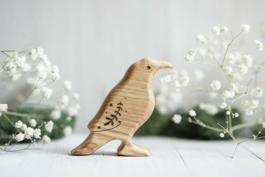 Crow wooden toy