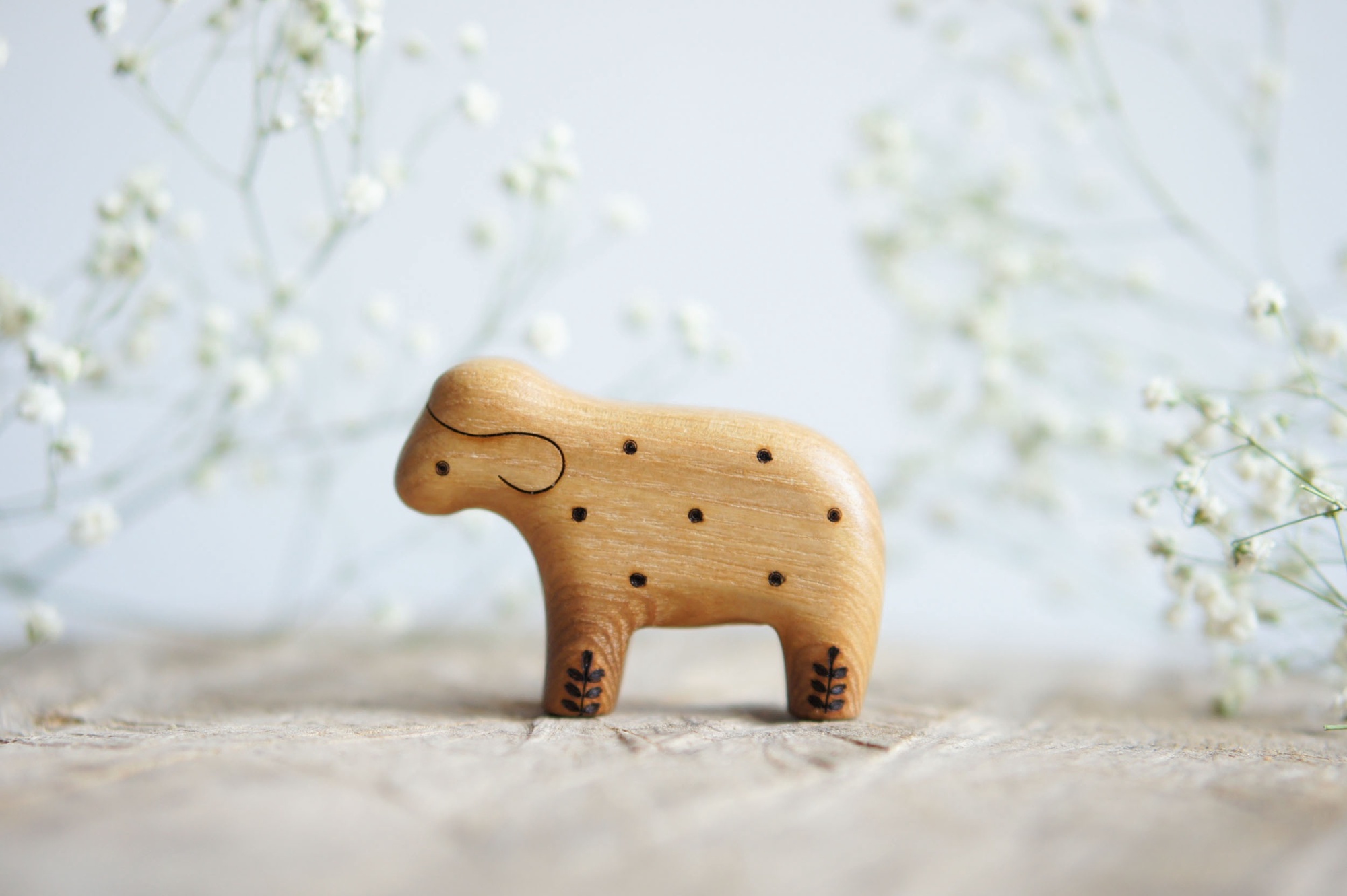 Lamb wooden toy natural