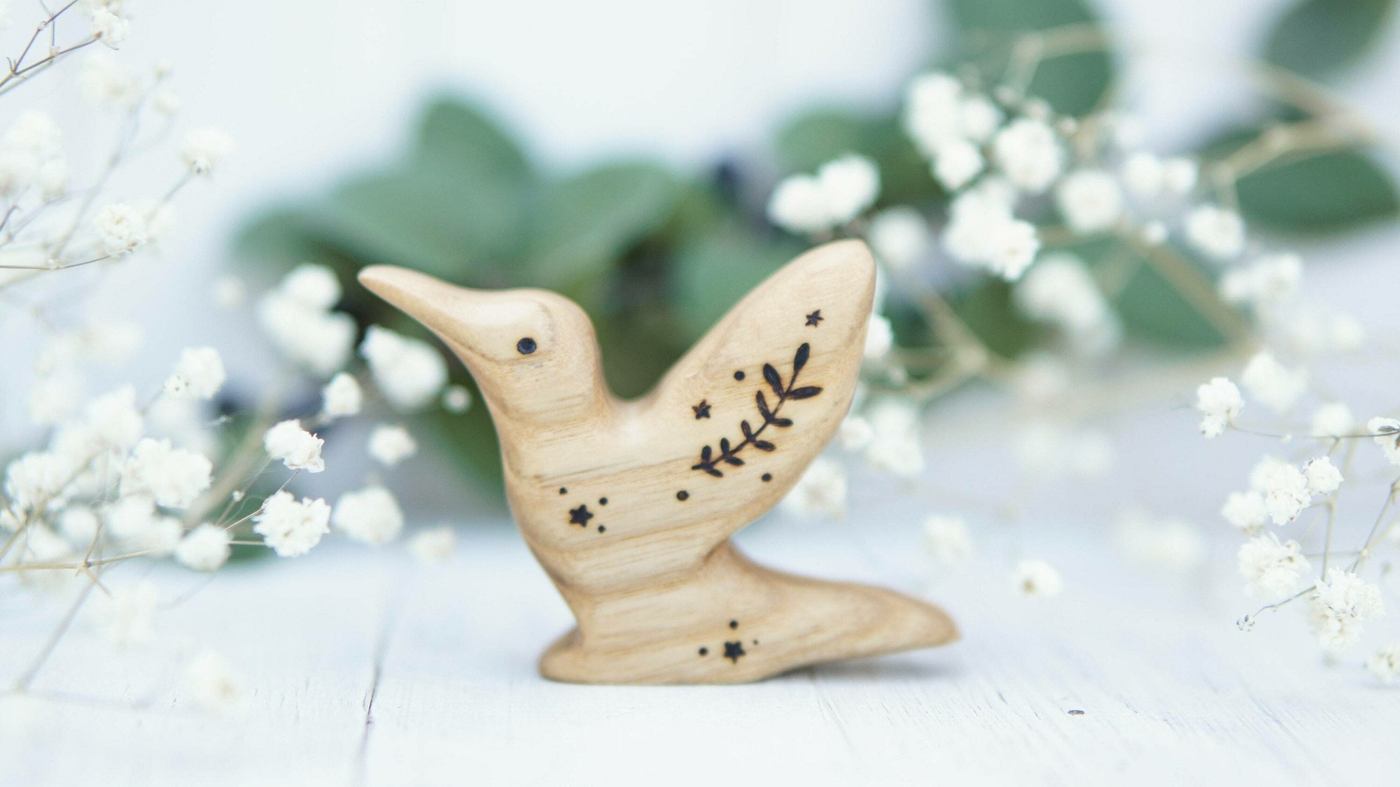 Hummingbird wooden toy. Wooden bird.