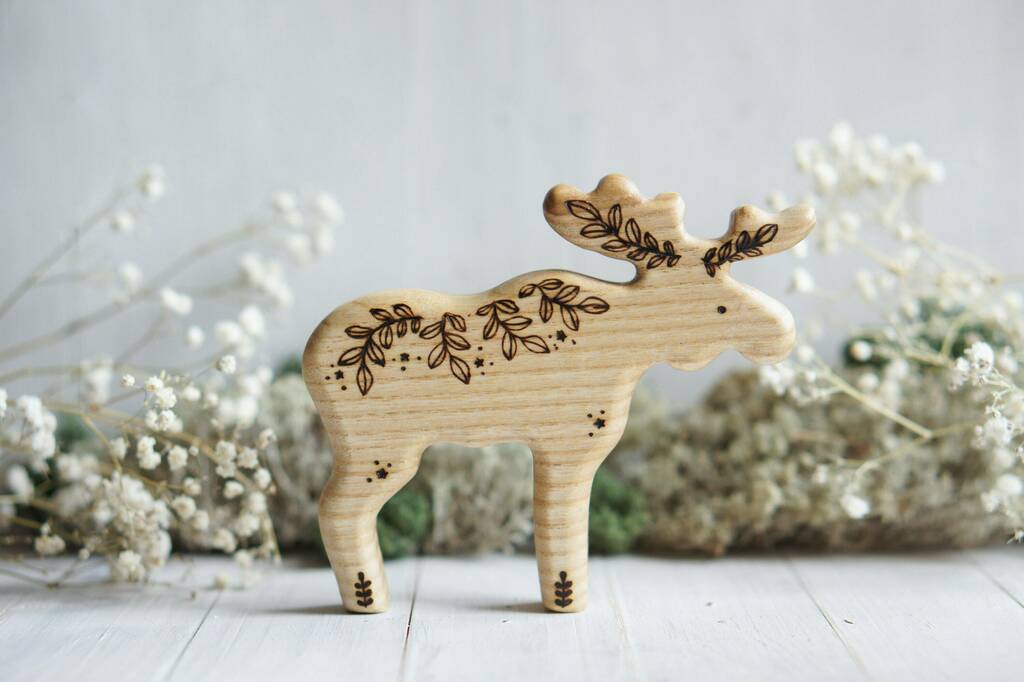 Wooden moose toy