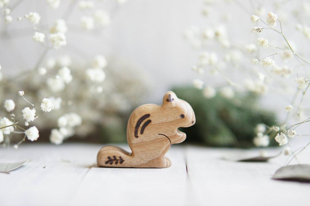 Wooden chipmunk standing toy