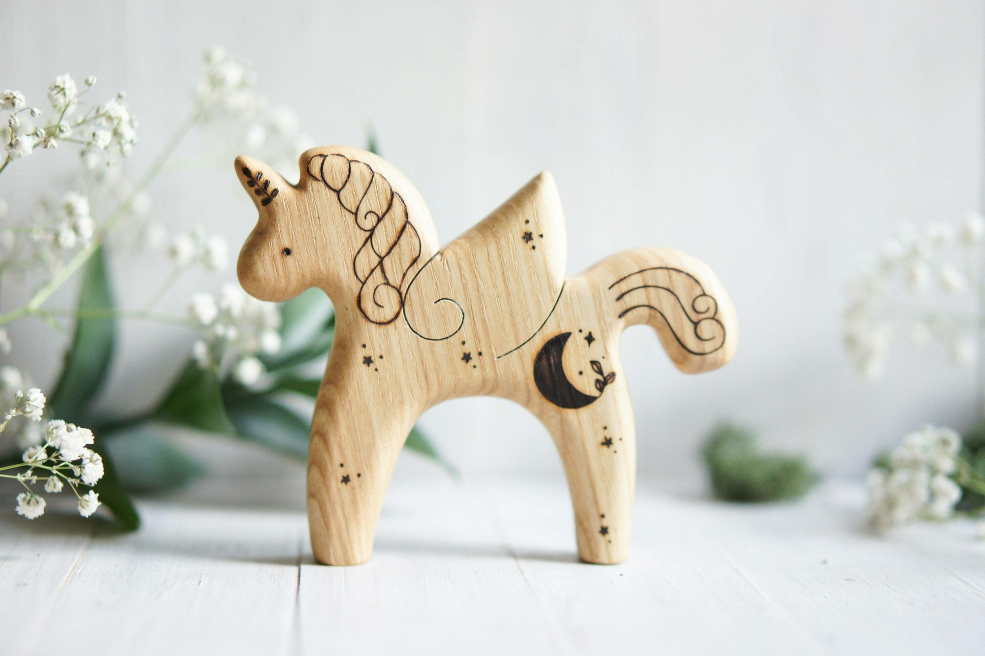 Wooden  unicorn with wings toy