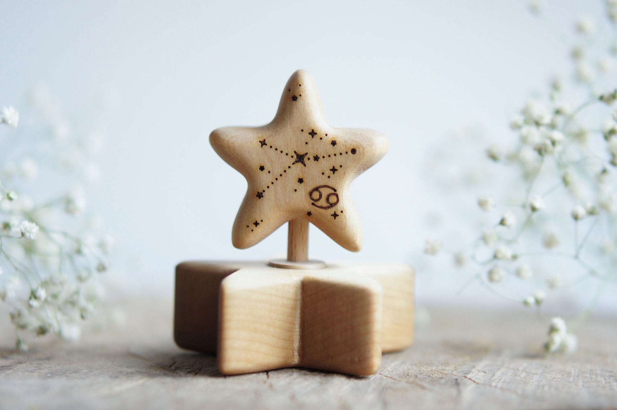 Wooden star zodiac Cancer