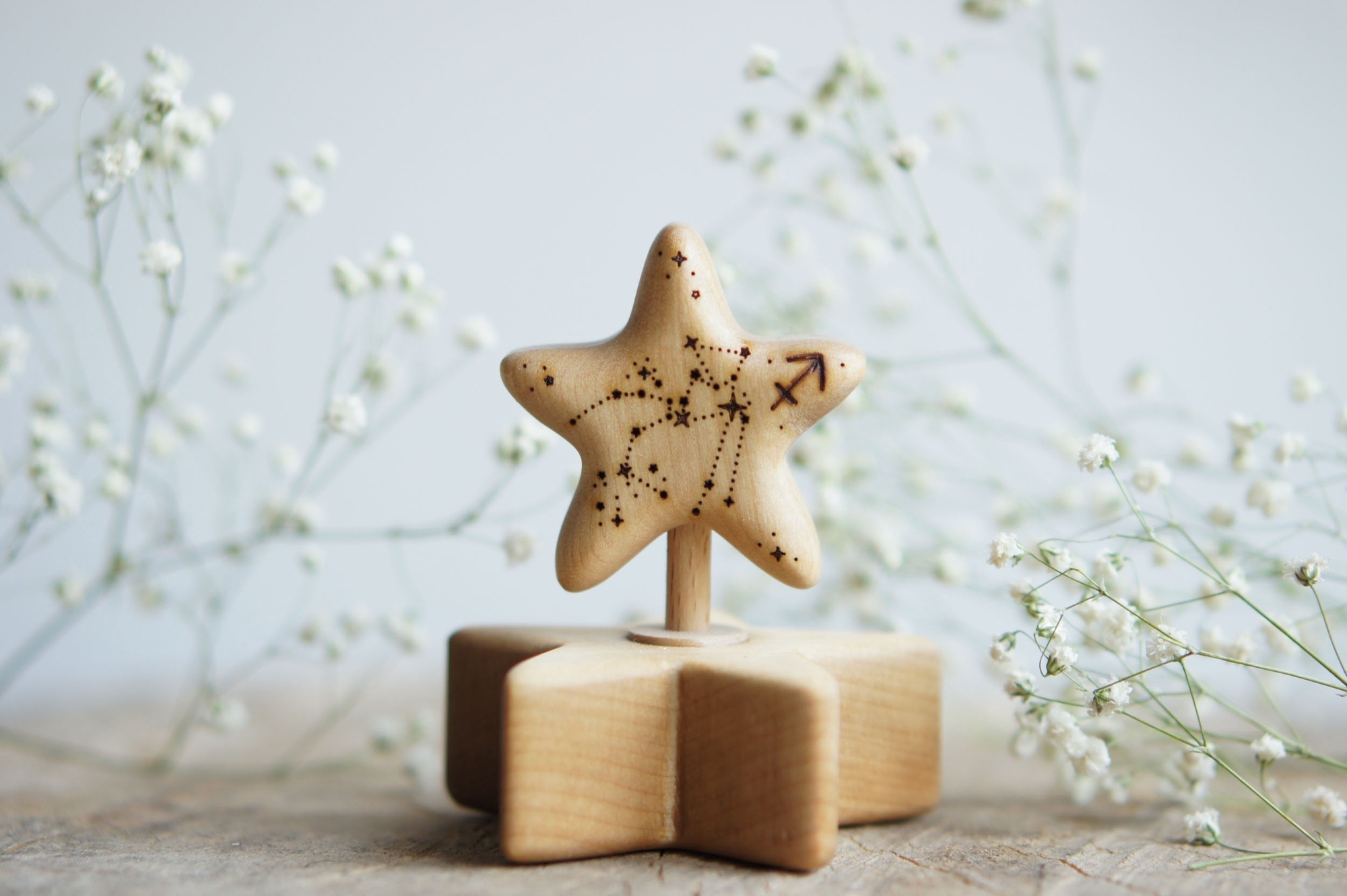 Wooden star zodiac Sagittarius