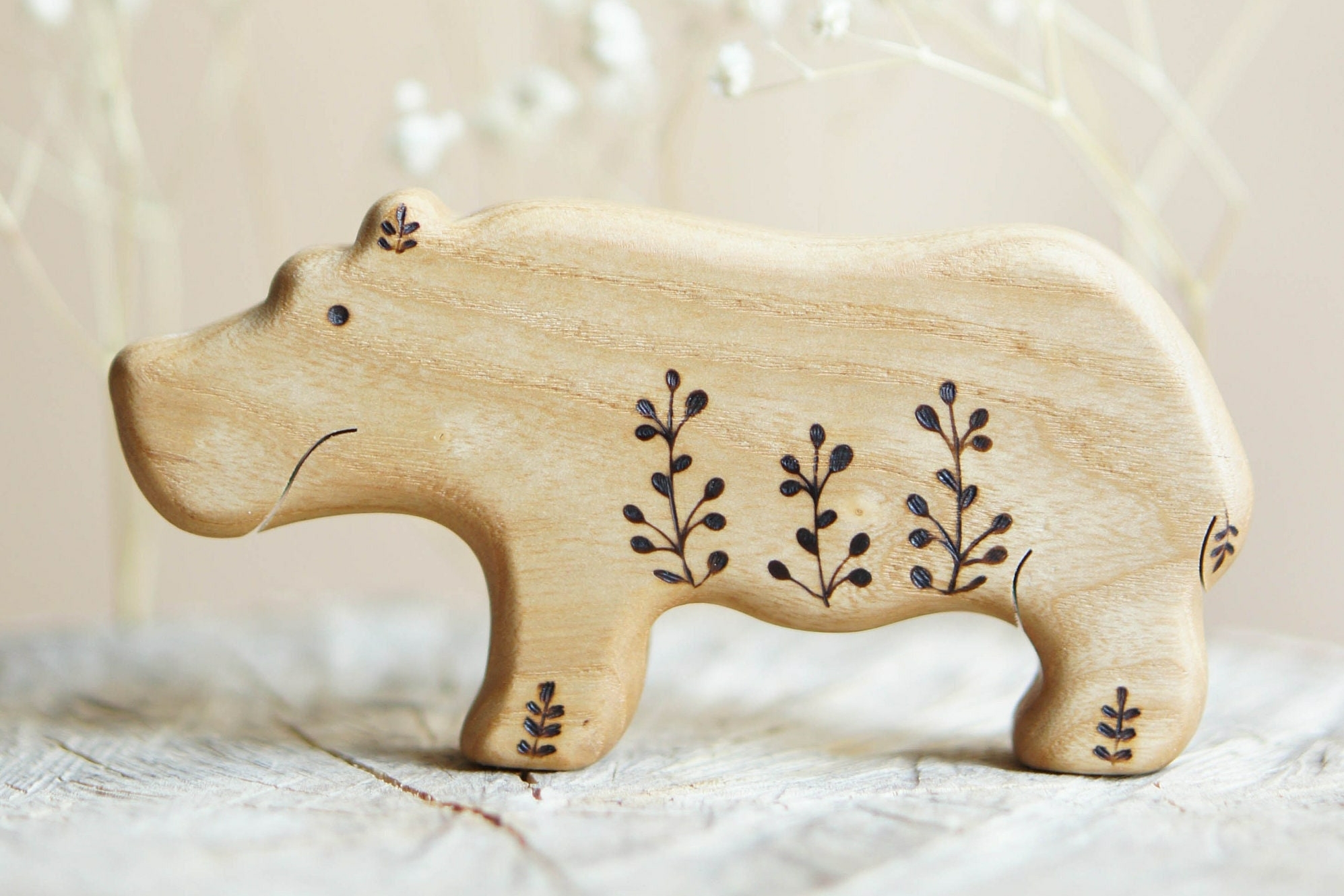 Wooden hippo toy