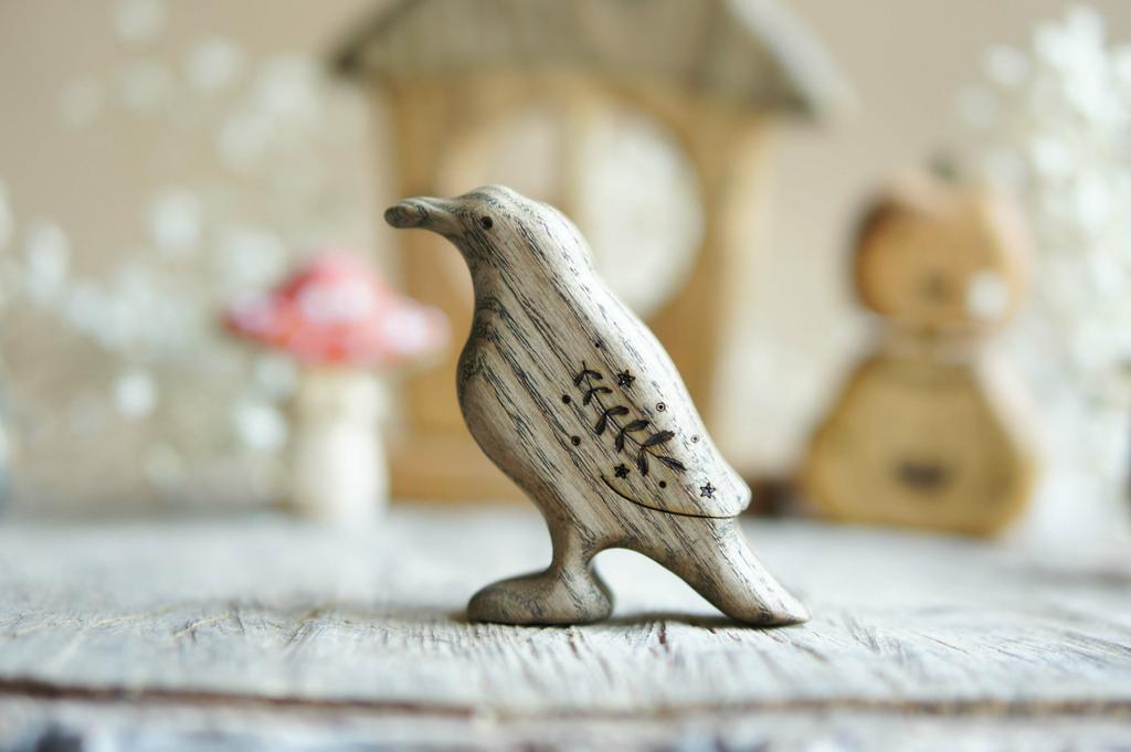 Crow wooden toy (painted)