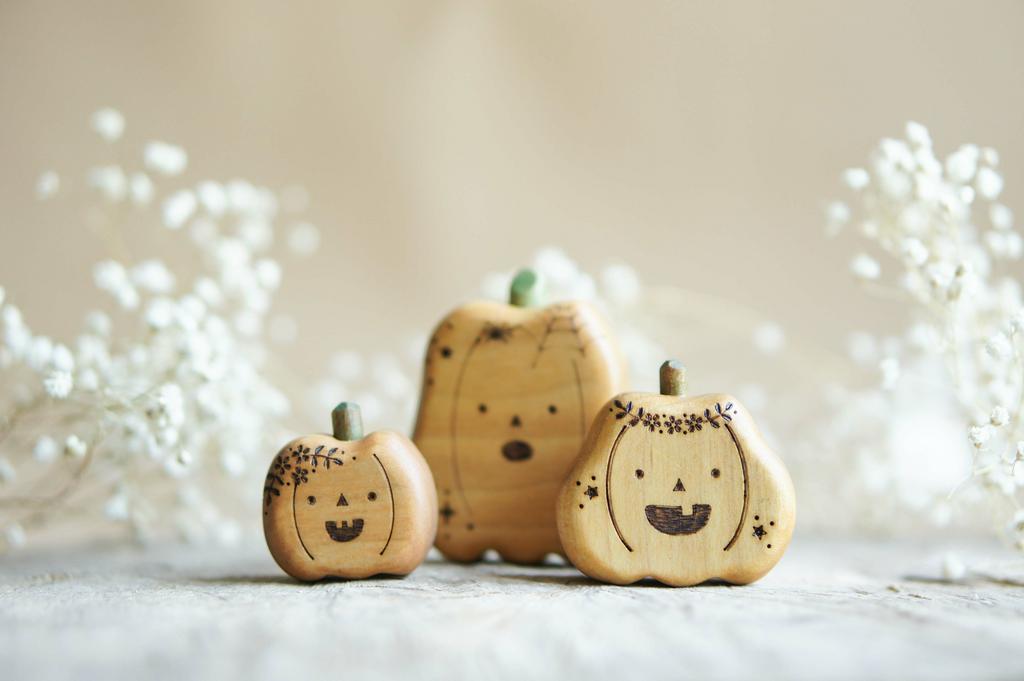 Wooden pumpkin toy set 3 pcs (painted)
