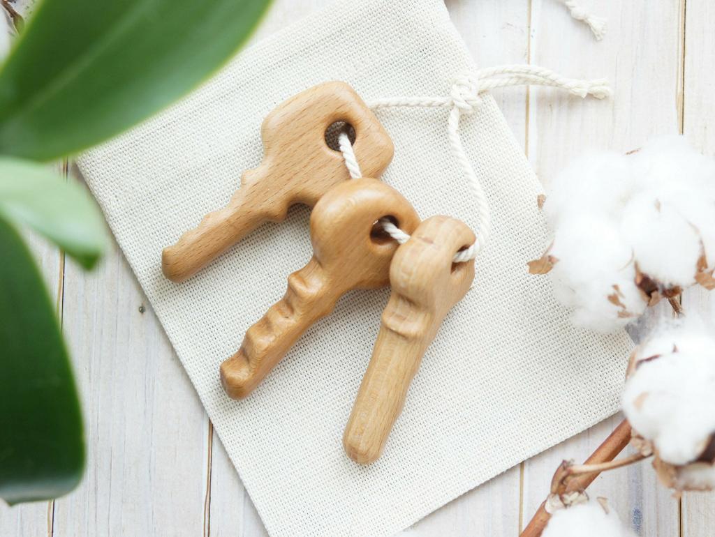 Wooden teether key