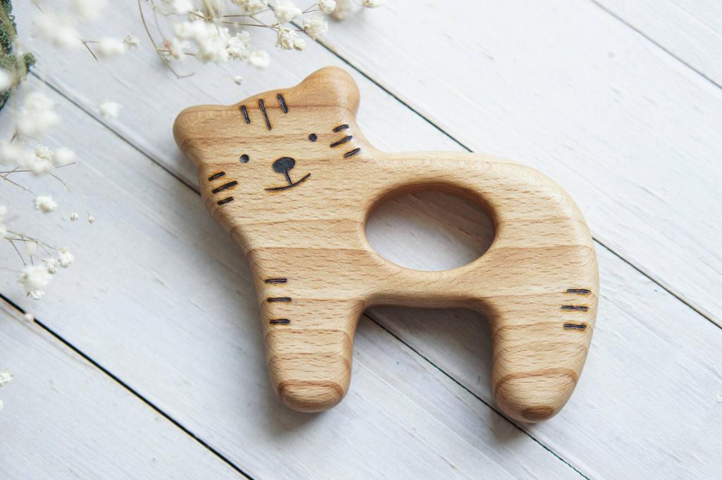 Wooden teether tiger