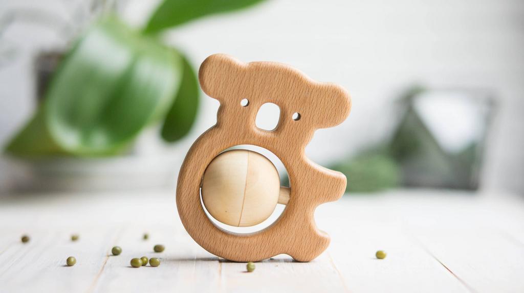 Traditional wooden koala bear rattle