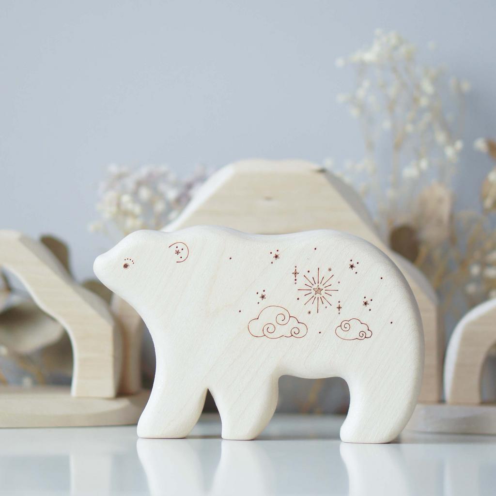 Wooden polar bear dad (with sparkle)