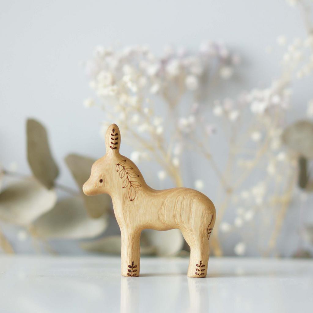 Donkey wooden toy foal natural