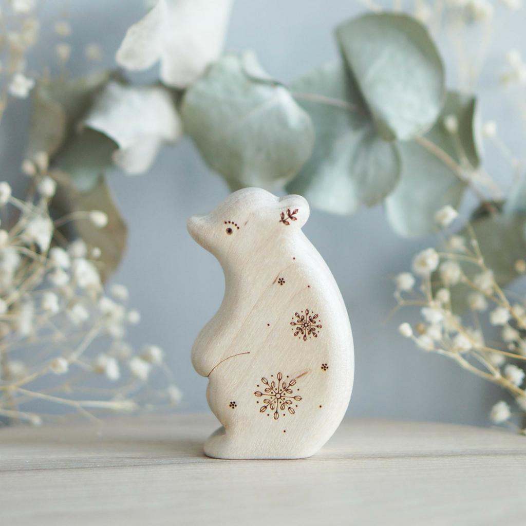 Wooden  bear cub toy (natural with sparkle)