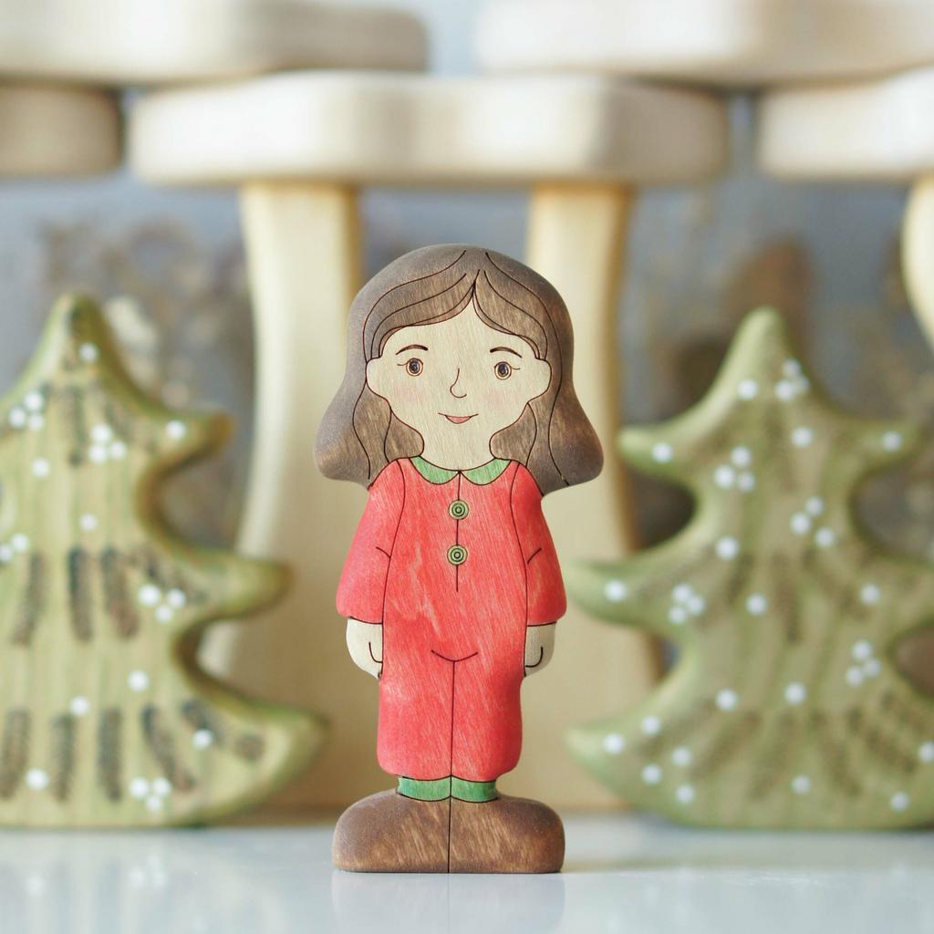 Girl (in red) brunette (light skin)