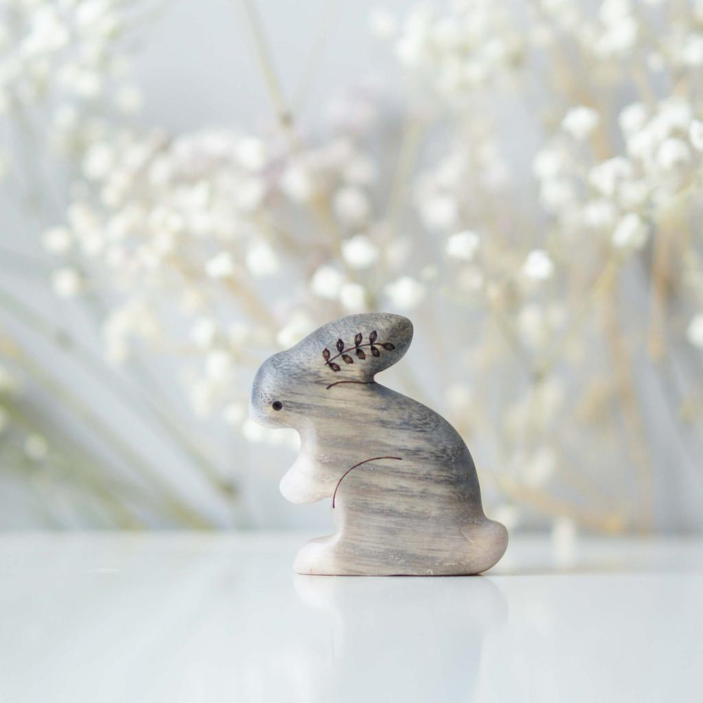 Wooden bunny toy №3  (grey)