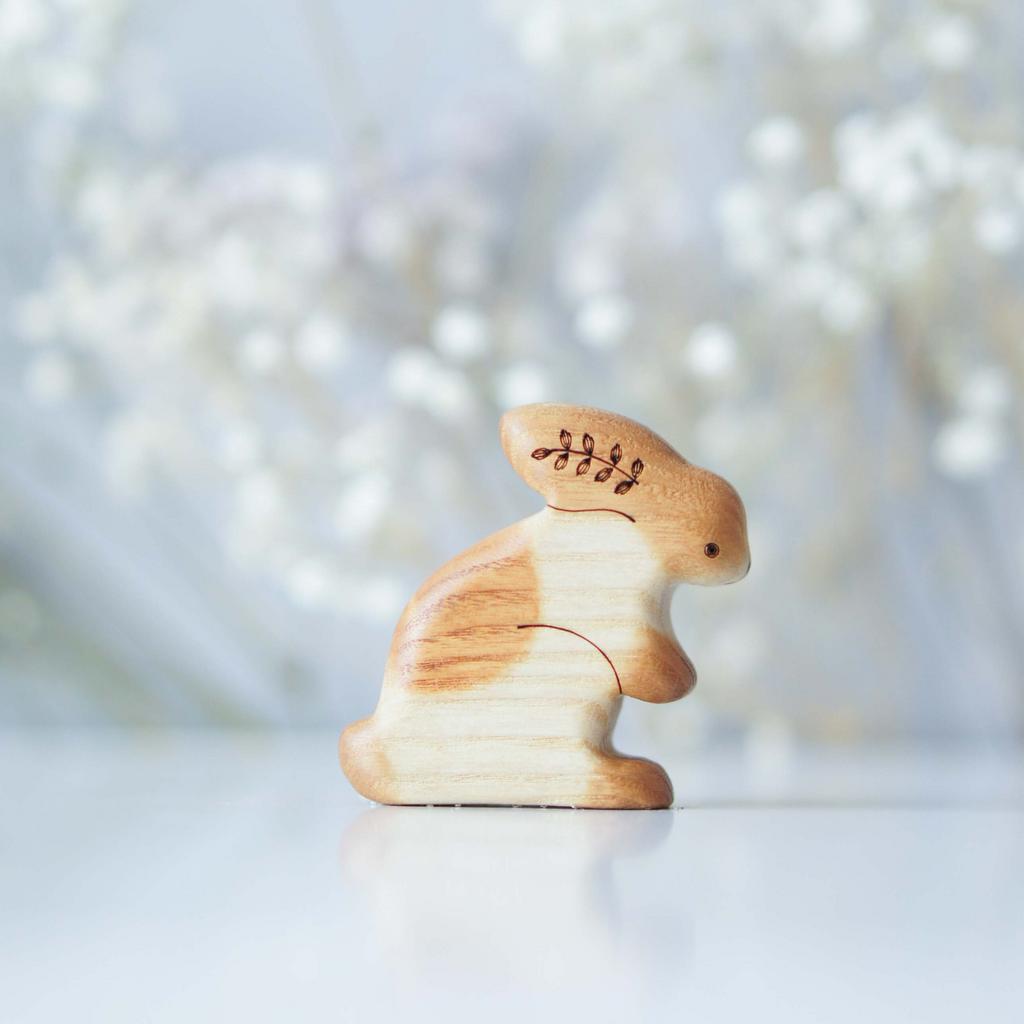 Wooden bunny toy №3  (ginger with beige)