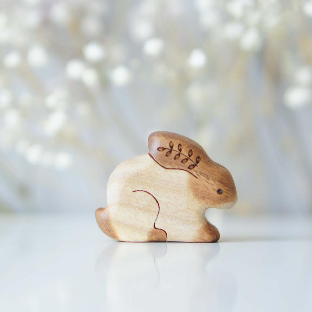 Wooden bunny toy №2 (dark brown)