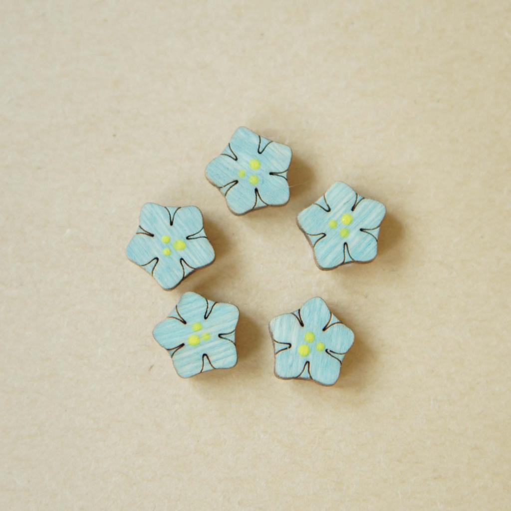 Flowers (set of 5) blue (with Velcro)