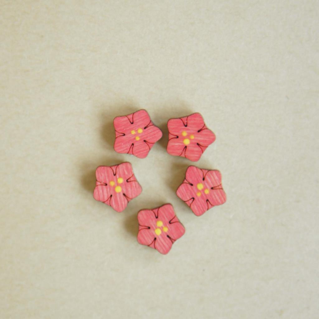Flowers  (set of 5) bright pink (with Velcro)