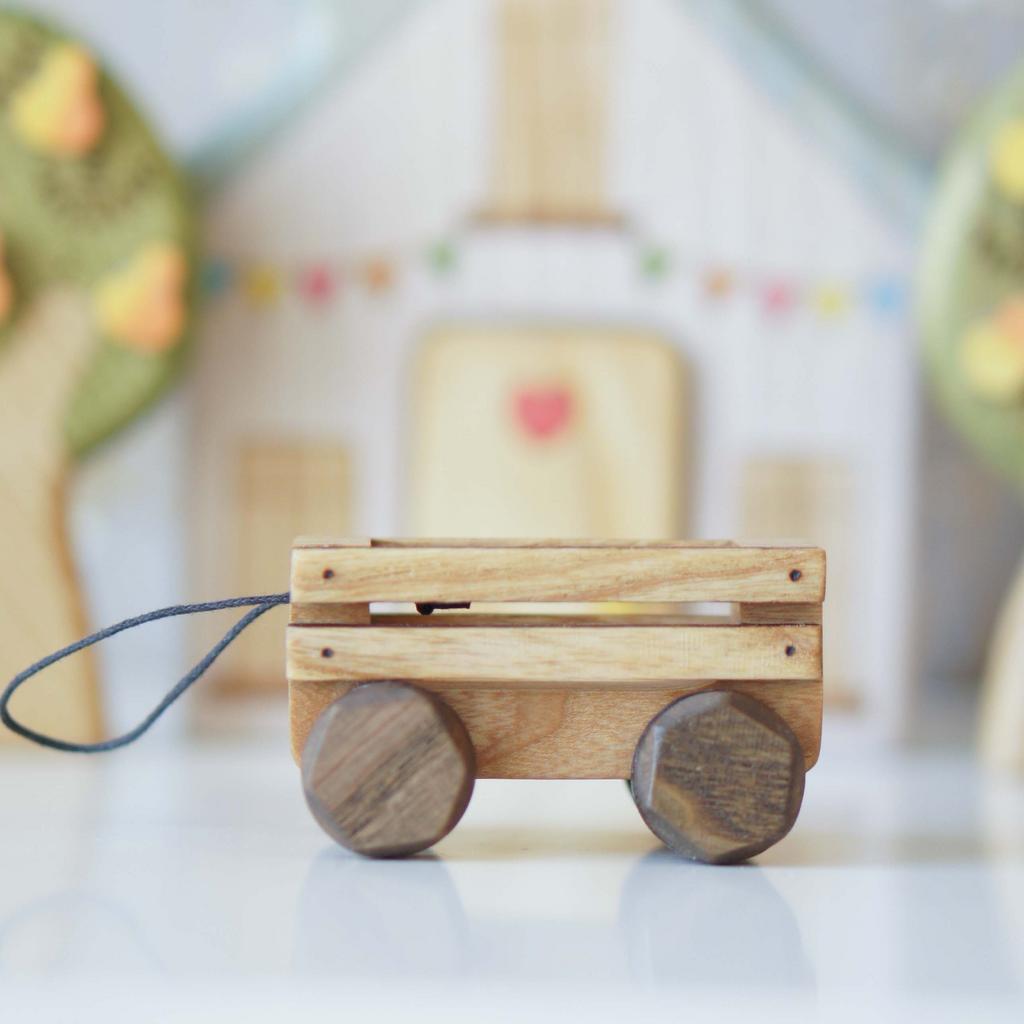 Wooden cart on wheels