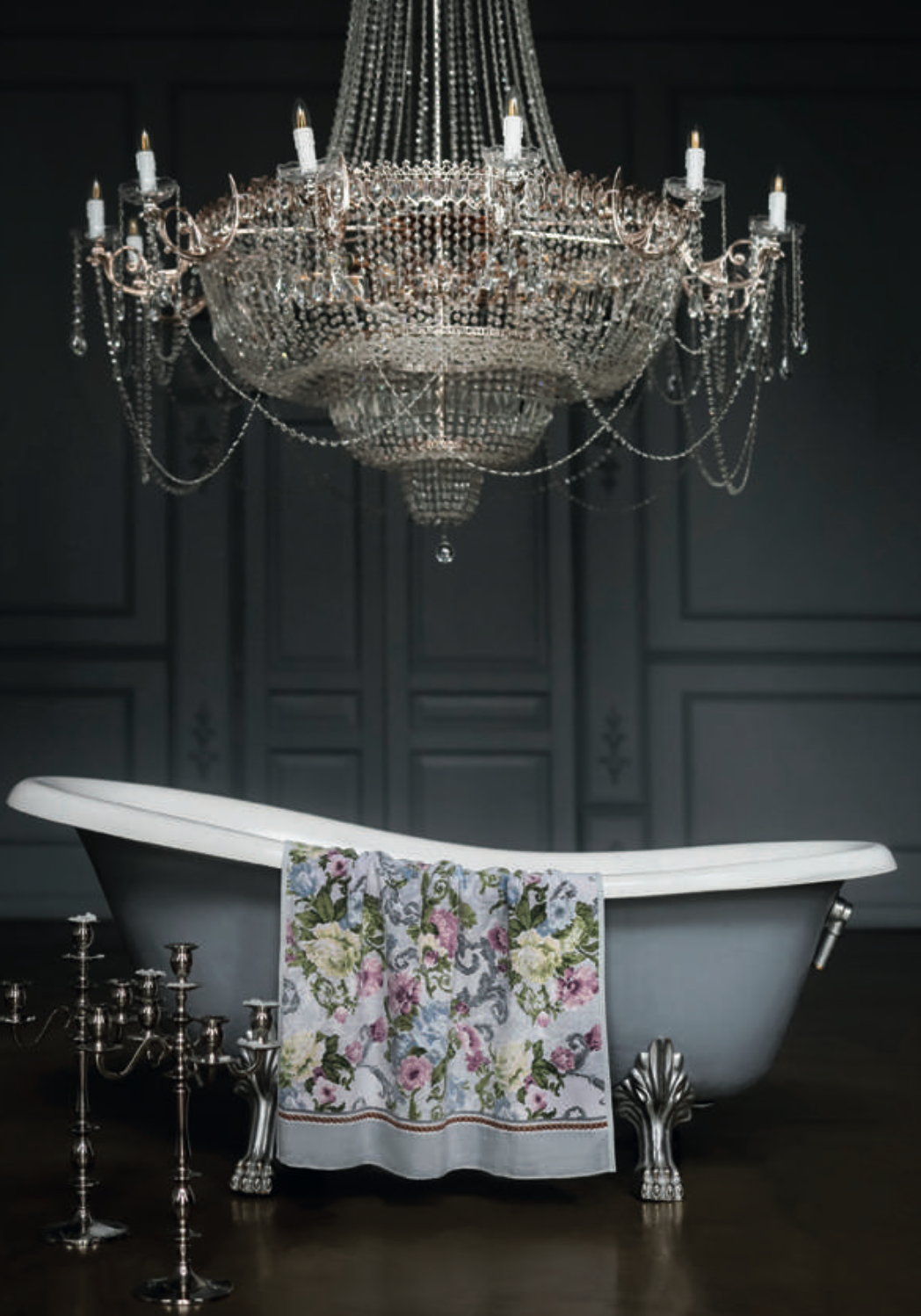 Полотенце шенилл махровый Екатерина (Ekaterina) 75x150cm (серый бордюр), бренд: Фейлер (Feiler)