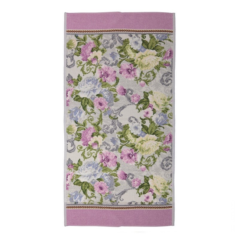 Полотенце шенилл махровый Екатерина (Ekaterina) 75x150cm (розовый бордюр), бренд: Фейлер (Feiler)