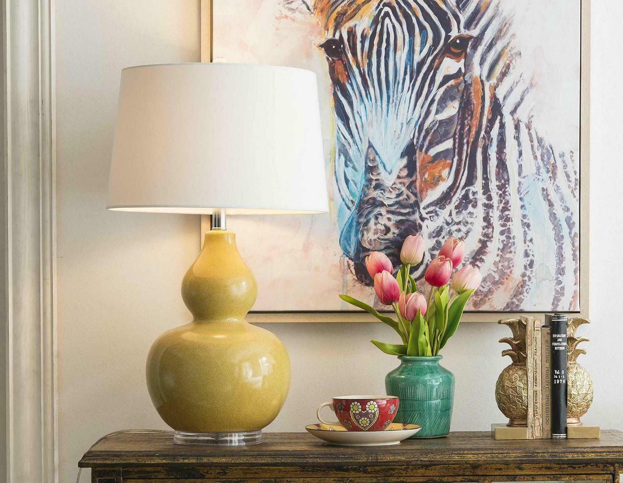 Комплект из 2-х керамических ламп Mustard Cracked Glaze