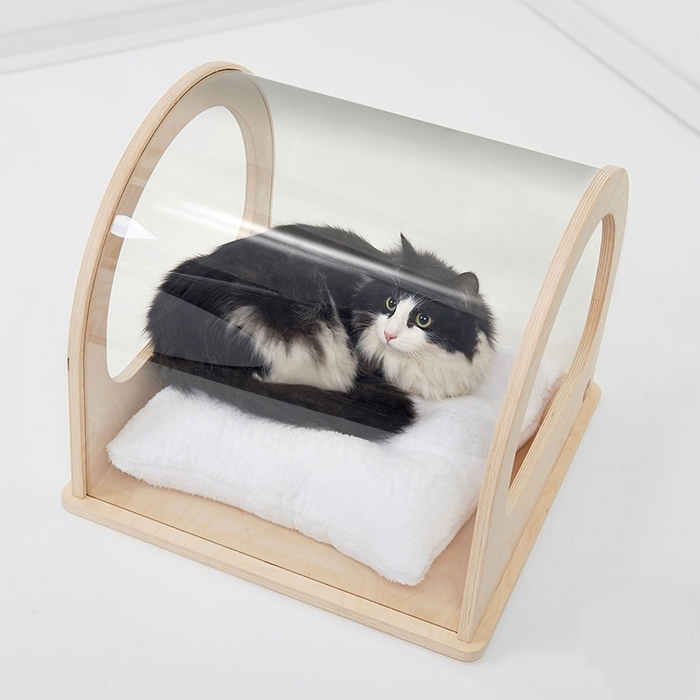 Напольная лежанка для кошек с прозрачным куполом (арт. 223)