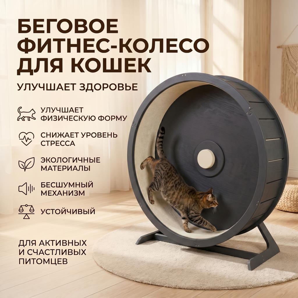 Колесо для кошки напольное. Черное. Цвет венге. Разные цвета дерева.