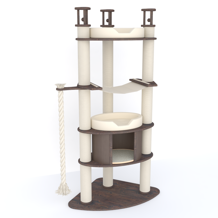 Комплекс для кошки с домиком, лежанками и гамаком угловой  189 см (арт. NPM18)