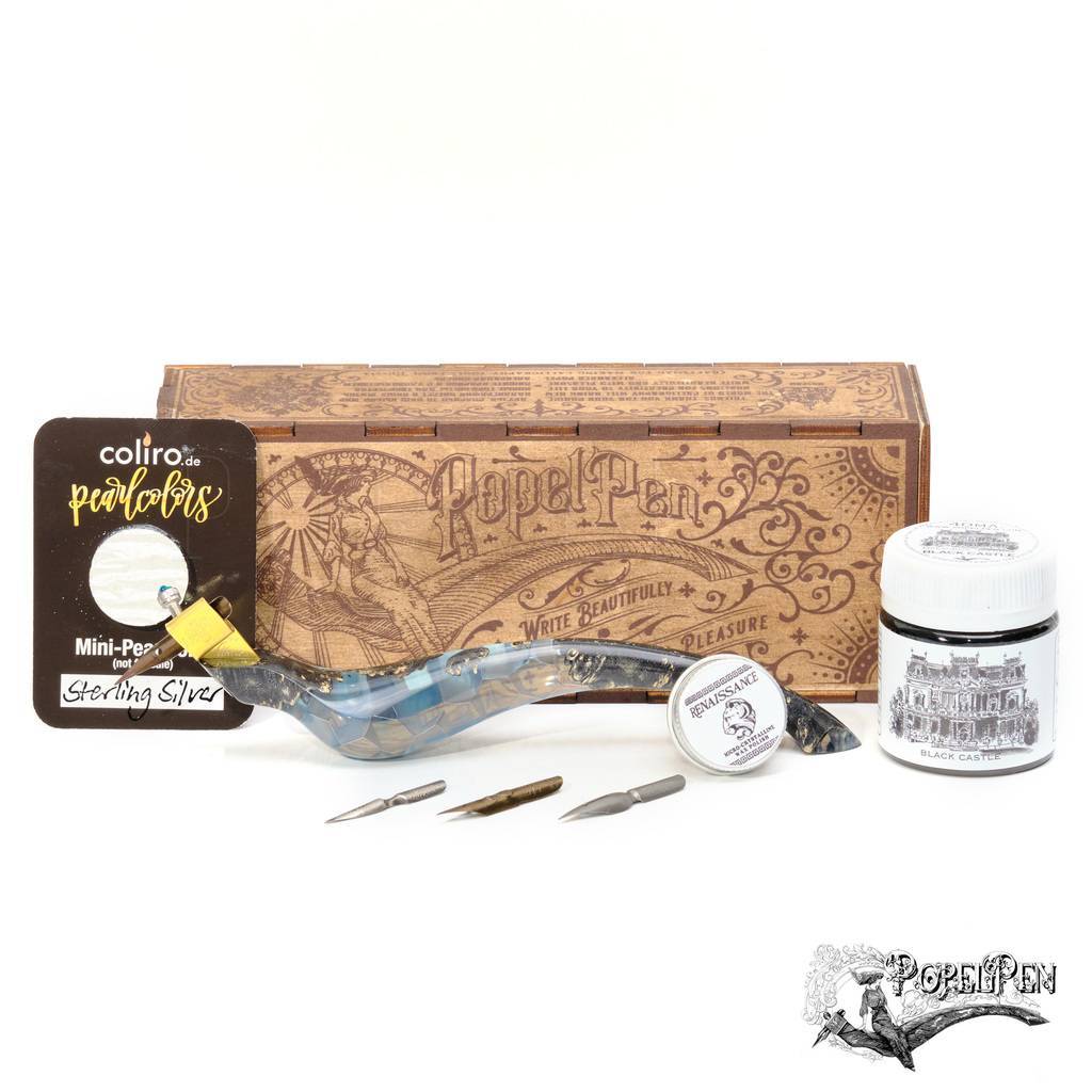 Oblique penholder Blue Techno Combo