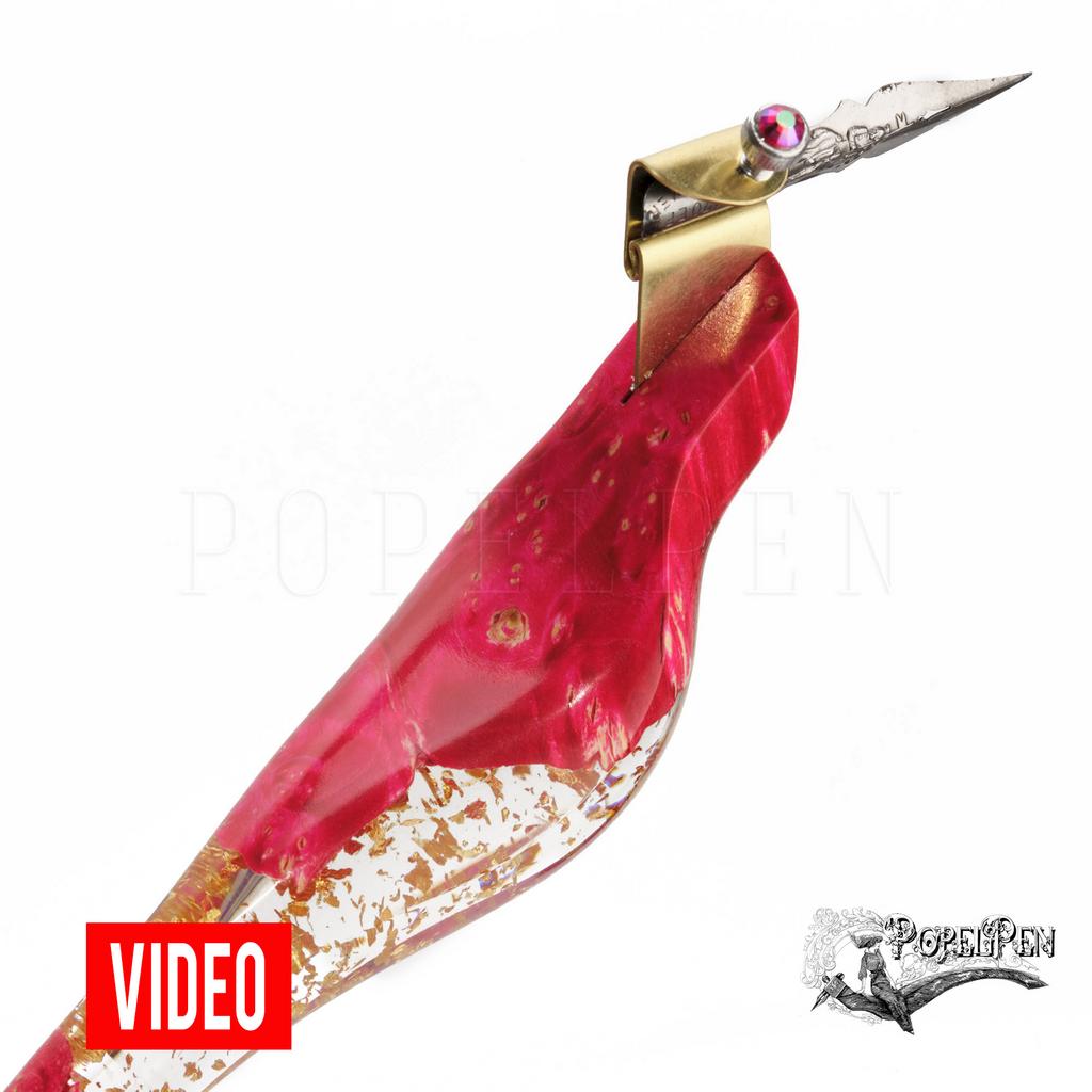 Oblique penholder Red Chinese Dragon